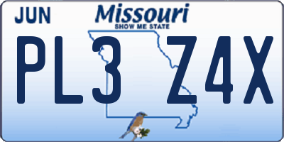 MO license plate PL3Z4X