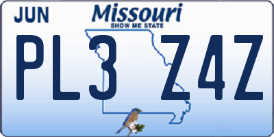 MO license plate PL3Z4Z