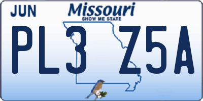 MO license plate PL3Z5A