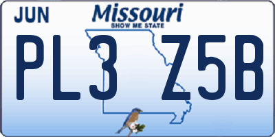 MO license plate PL3Z5B