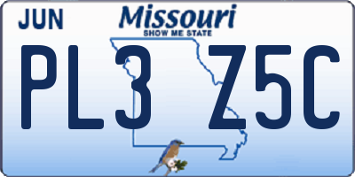 MO license plate PL3Z5C