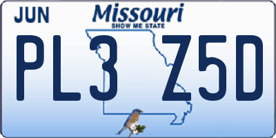 MO license plate PL3Z5D