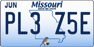 MO license plate PL3Z5E