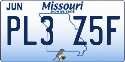 MO license plate PL3Z5F