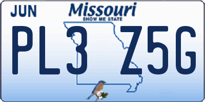 MO license plate PL3Z5G