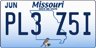 MO license plate PL3Z5I