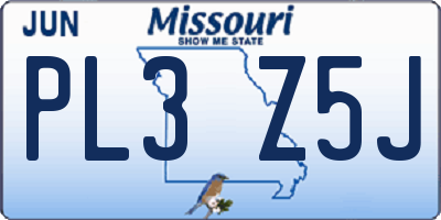 MO license plate PL3Z5J