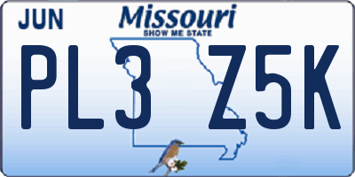 MO license plate PL3Z5K
