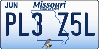 MO license plate PL3Z5L