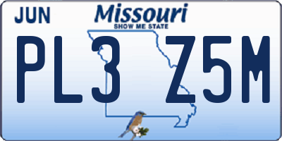 MO license plate PL3Z5M