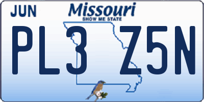 MO license plate PL3Z5N