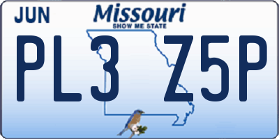 MO license plate PL3Z5P