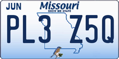 MO license plate PL3Z5Q