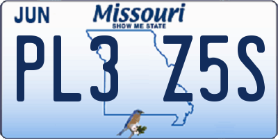 MO license plate PL3Z5S