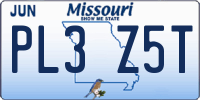 MO license plate PL3Z5T