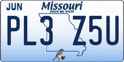 MO license plate PL3Z5U