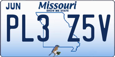 MO license plate PL3Z5V