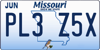 MO license plate PL3Z5X