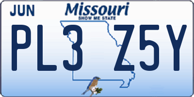 MO license plate PL3Z5Y