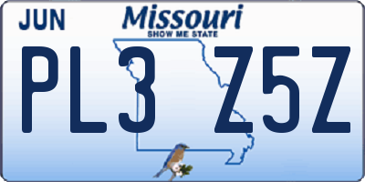 MO license plate PL3Z5Z