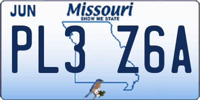 MO license plate PL3Z6A