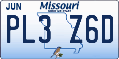 MO license plate PL3Z6D