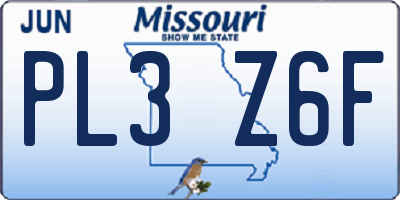 MO license plate PL3Z6F