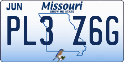 MO license plate PL3Z6G