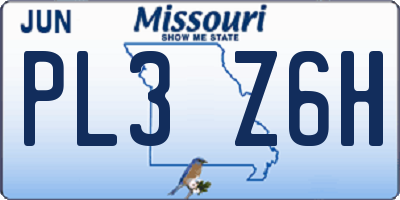 MO license plate PL3Z6H