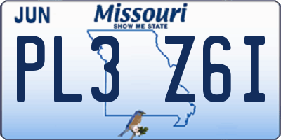 MO license plate PL3Z6I