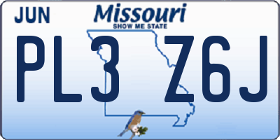MO license plate PL3Z6J