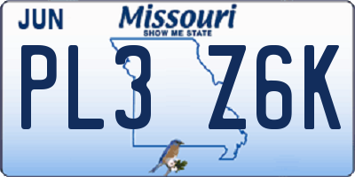 MO license plate PL3Z6K