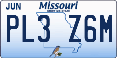 MO license plate PL3Z6M