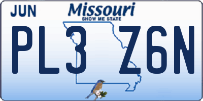 MO license plate PL3Z6N
