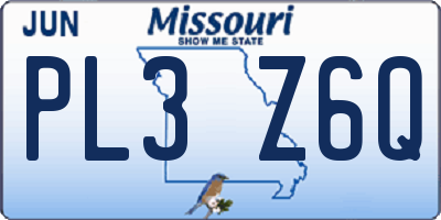 MO license plate PL3Z6Q