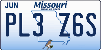 MO license plate PL3Z6S