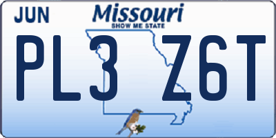 MO license plate PL3Z6T