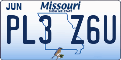 MO license plate PL3Z6U