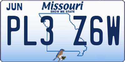 MO license plate PL3Z6W