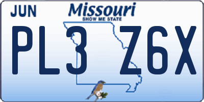 MO license plate PL3Z6X