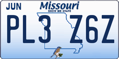 MO license plate PL3Z6Z