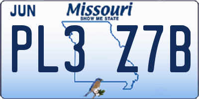 MO license plate PL3Z7B