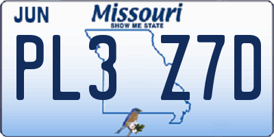 MO license plate PL3Z7D