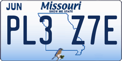 MO license plate PL3Z7E