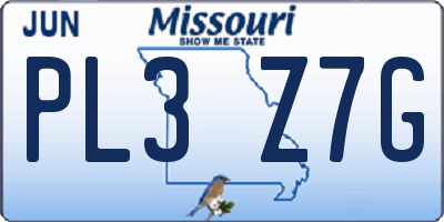 MO license plate PL3Z7G