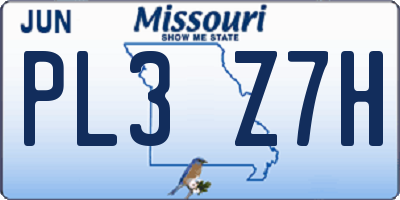 MO license plate PL3Z7H