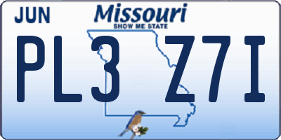 MO license plate PL3Z7I