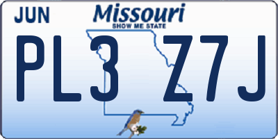 MO license plate PL3Z7J