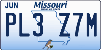MO license plate PL3Z7M