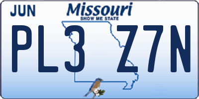 MO license plate PL3Z7N